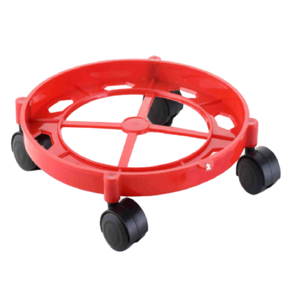 Red color gas cylinder trolley with wheels