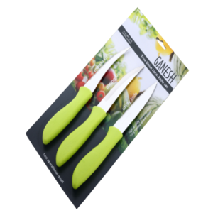 three pieces of green color knife set