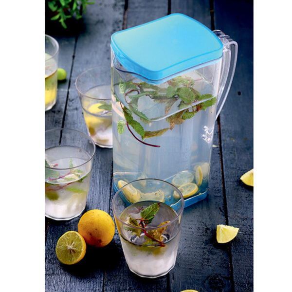 Transparent jug with 4 glasses set